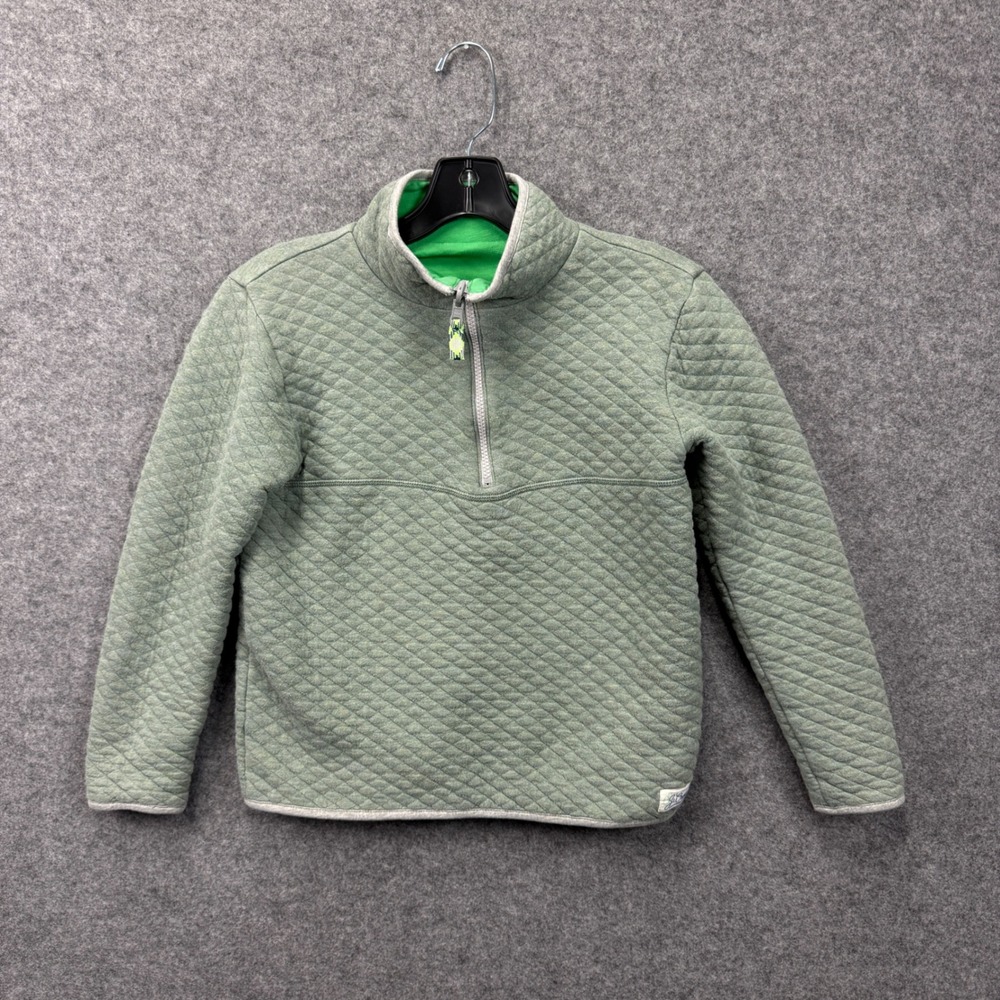 J. Crew Kids Sage Green Quilted Quarter Zip Pullover Mock Neck Sweater